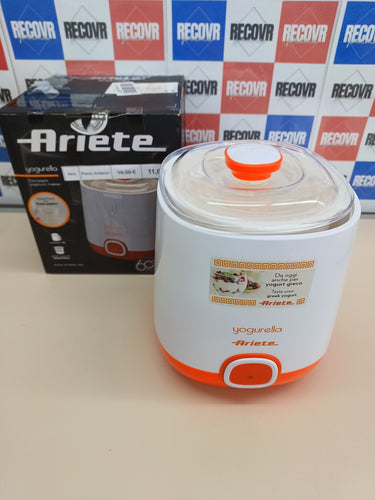Yogurtera, 1 litro, 20 W, 12 Horas preparación, Tapa Doble, diseño Compacto Apto lavavajillas, Plástico, Blanco/Naranja Ariete 621